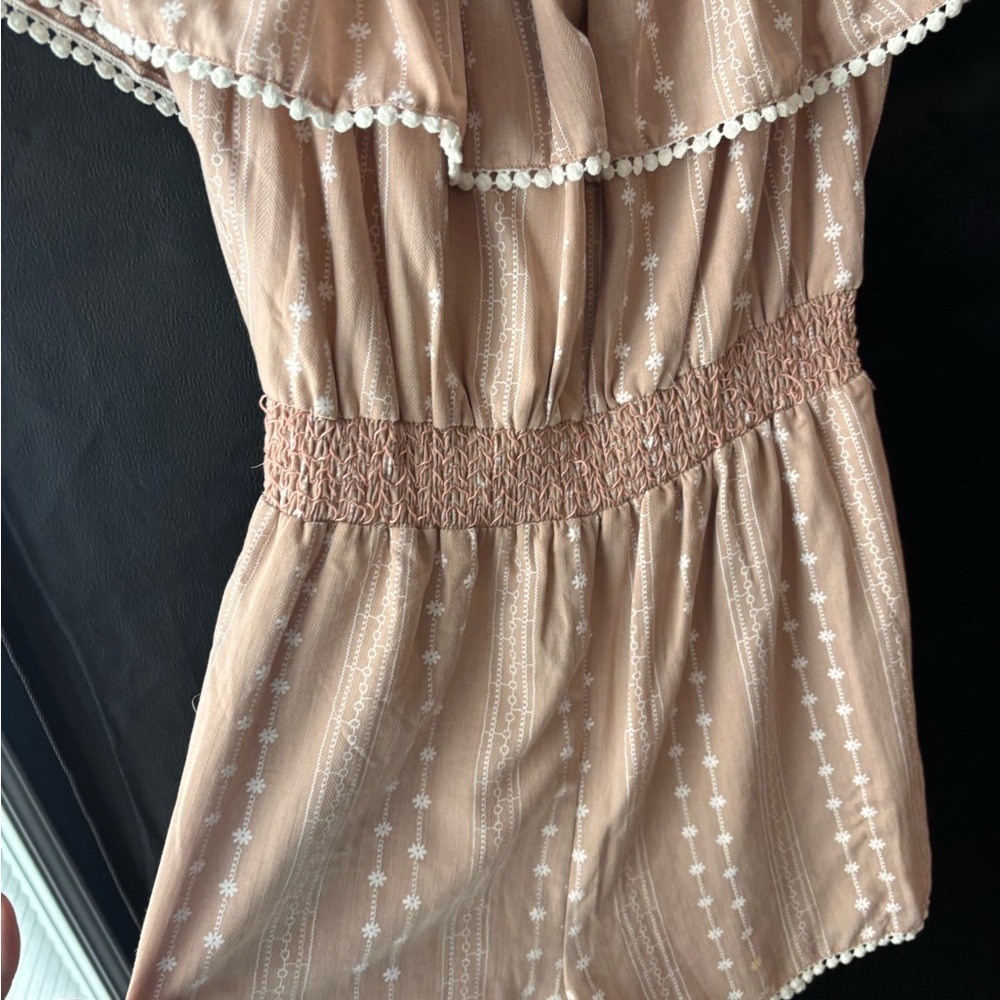 Pink Lily Floral Boho Smock Waist Romper - Picture 7 of 9